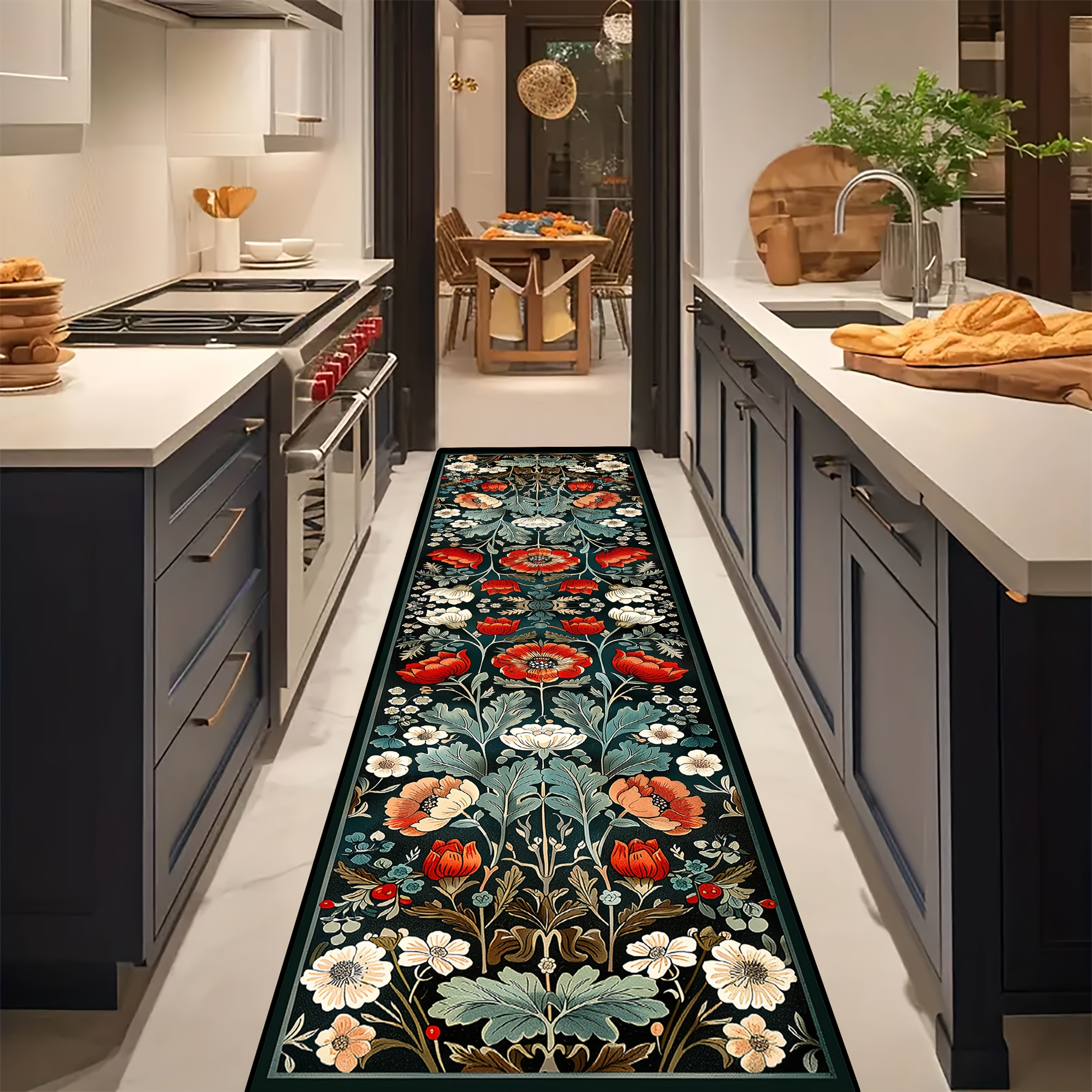 TEMU Shipping: Golden Diamond Velvet, 1pc, Large Floral Pattern Hotel Welcome Rectangular Runner Rug, Stylish And Beautiful Decorative Living Room