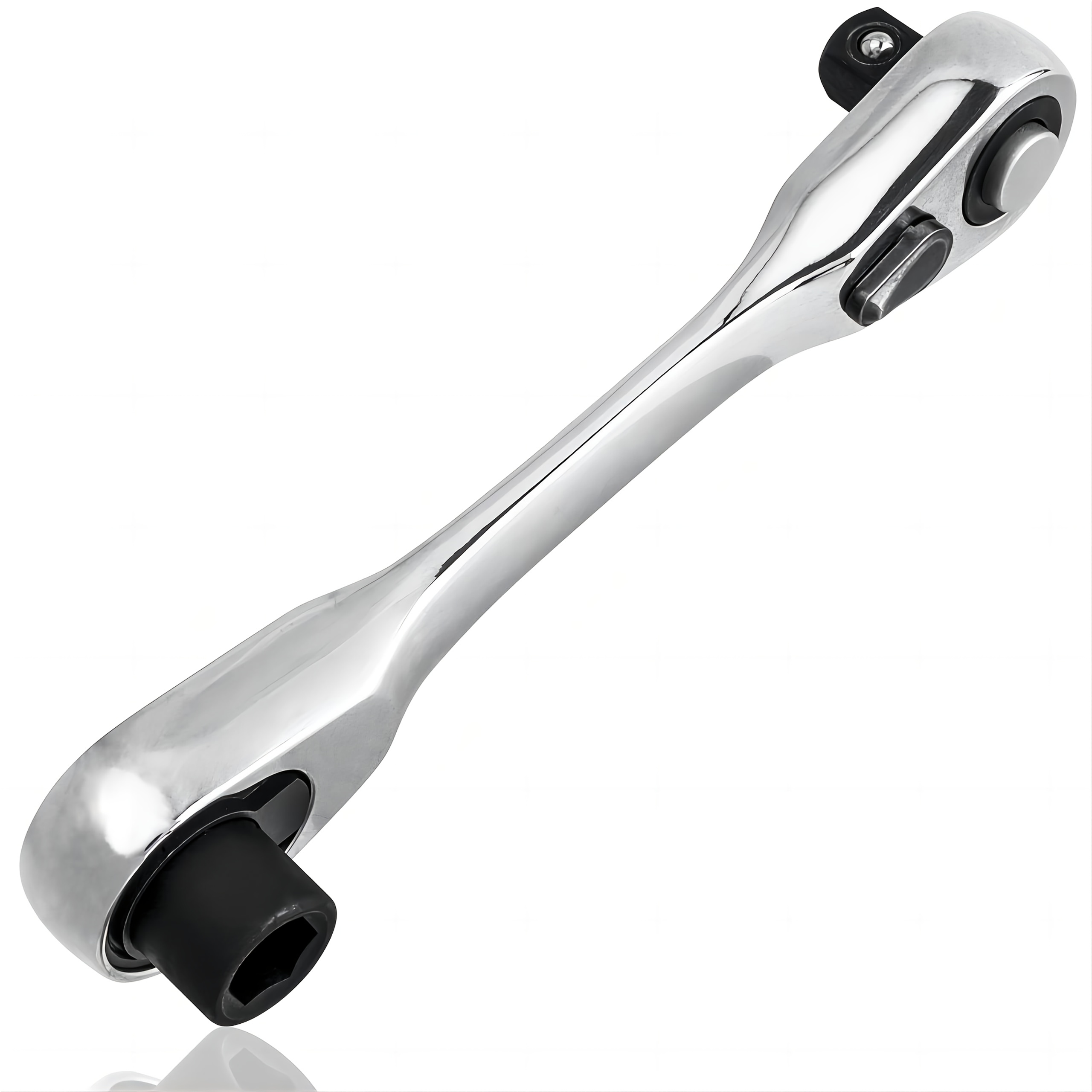 E-shop 72-Zahn Doppelkopf Mini-Ratschenschlüssel - 2-in-1 Schnellspann-Winkelschlüssel mit 1/4" Antrieb, geschmiedet aus Chrom-Vanadium-Stahl für enge