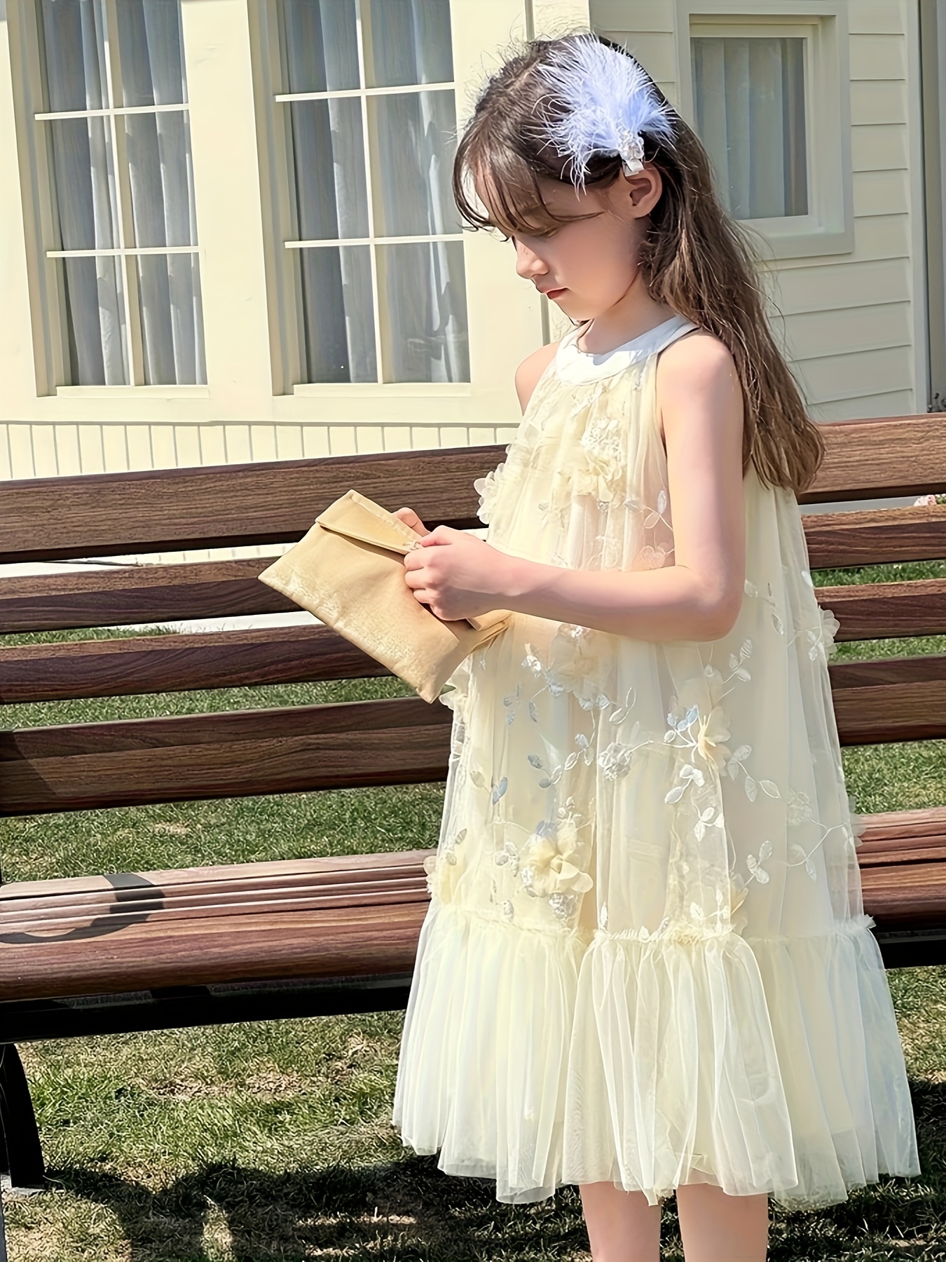 girls mesh dress summer childrens three dimensional floral - Temu Ireland