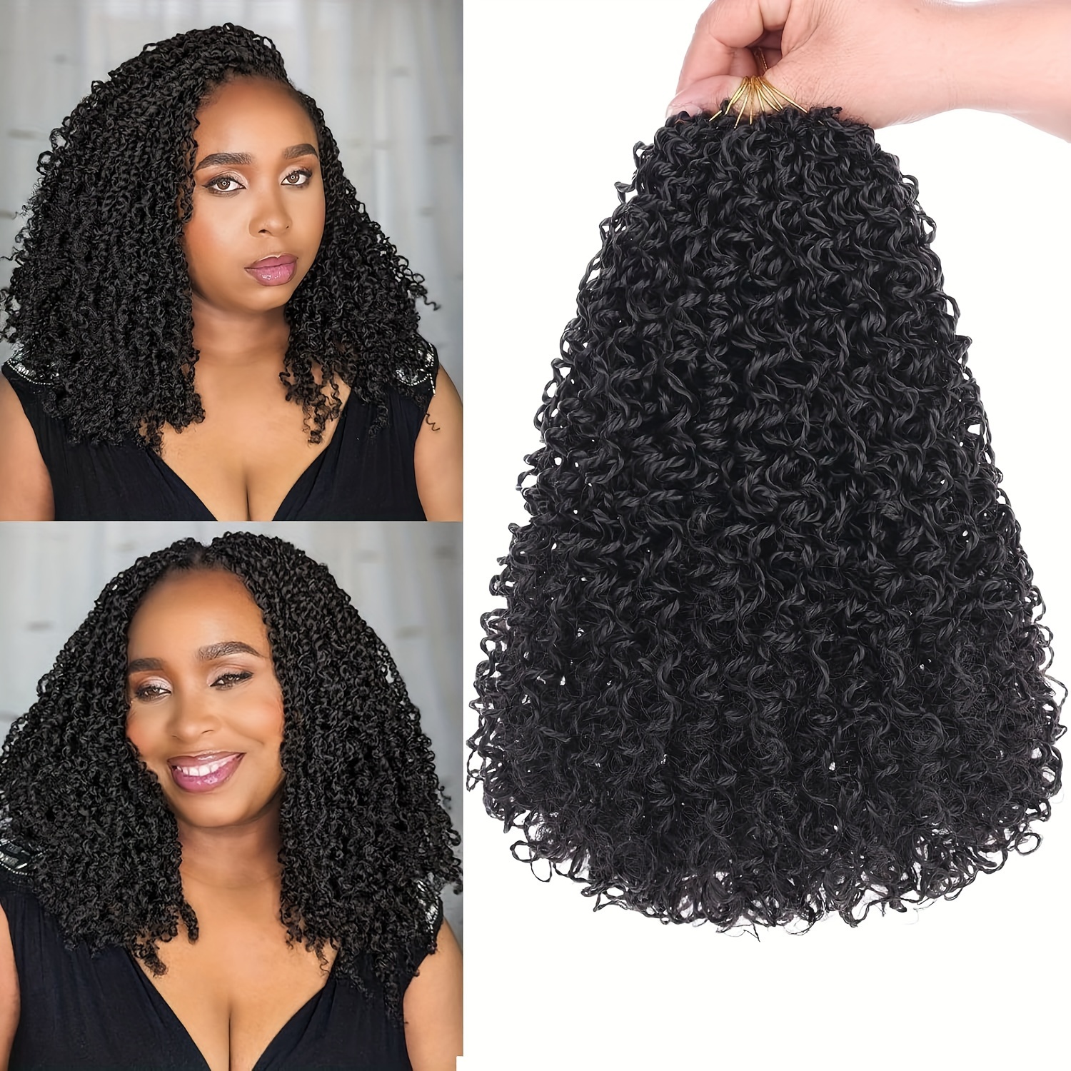 7 Packs Pre-twist Yanky Twist Crochet Braids Hair 14 Inch Pre-looped  Bohemian Crochet Passion Twists Hair Curly Water Wave Crochet Braiding Hair  For