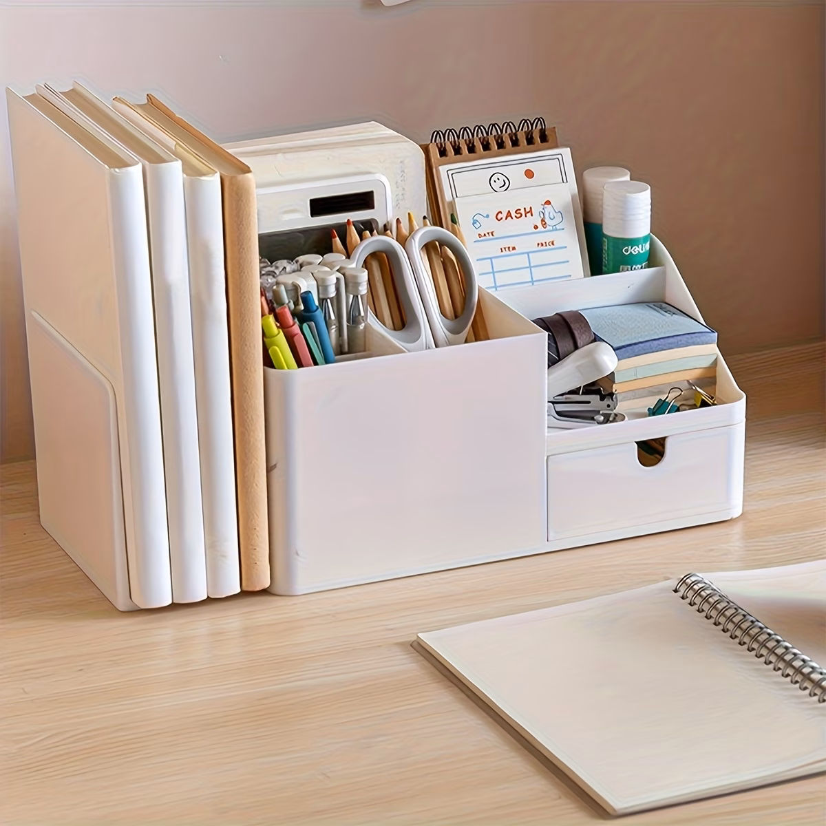 1pc organizer with expandable drawer multi tier desktop space saving design for office home vanity organizer for pens makeup stationery beauty products desk bathroom organizer pen holder durable material Product details 9