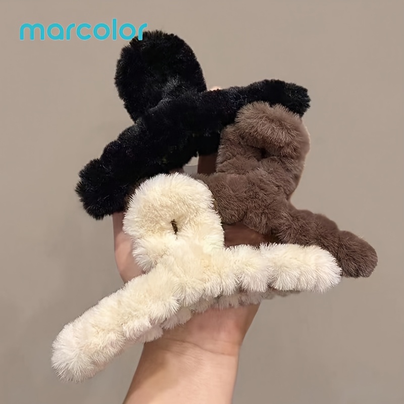 TEMU Marcolor 2pz/3pz Fermagli a Artiglio in Peluche /Inverno 12cm/4.72in per Acconciatura a Posteriore da Donna, Fermagli a Pinza a Forma di Squalo,