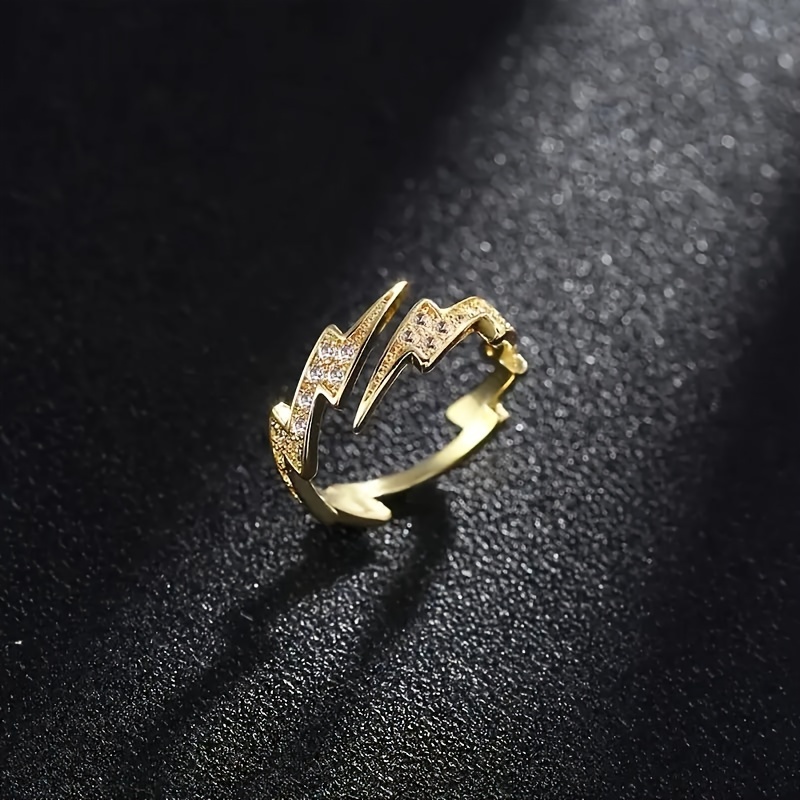 Rhinestone Lightning Adjustable Open Ring Bling Bling Eye-catching for Women