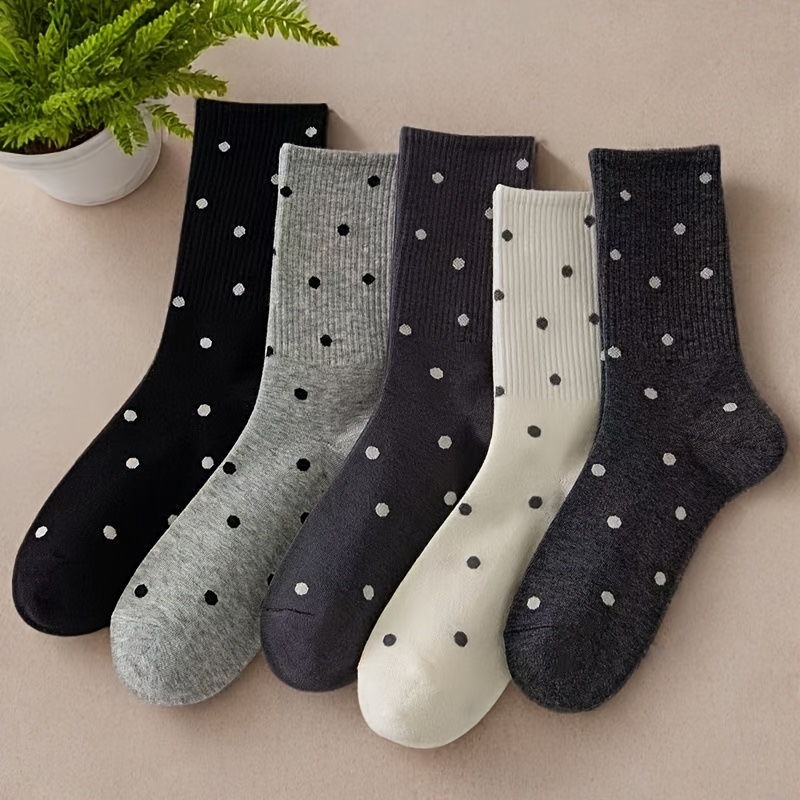 women's soft stretchy polyester blend knee high socks polka Temu