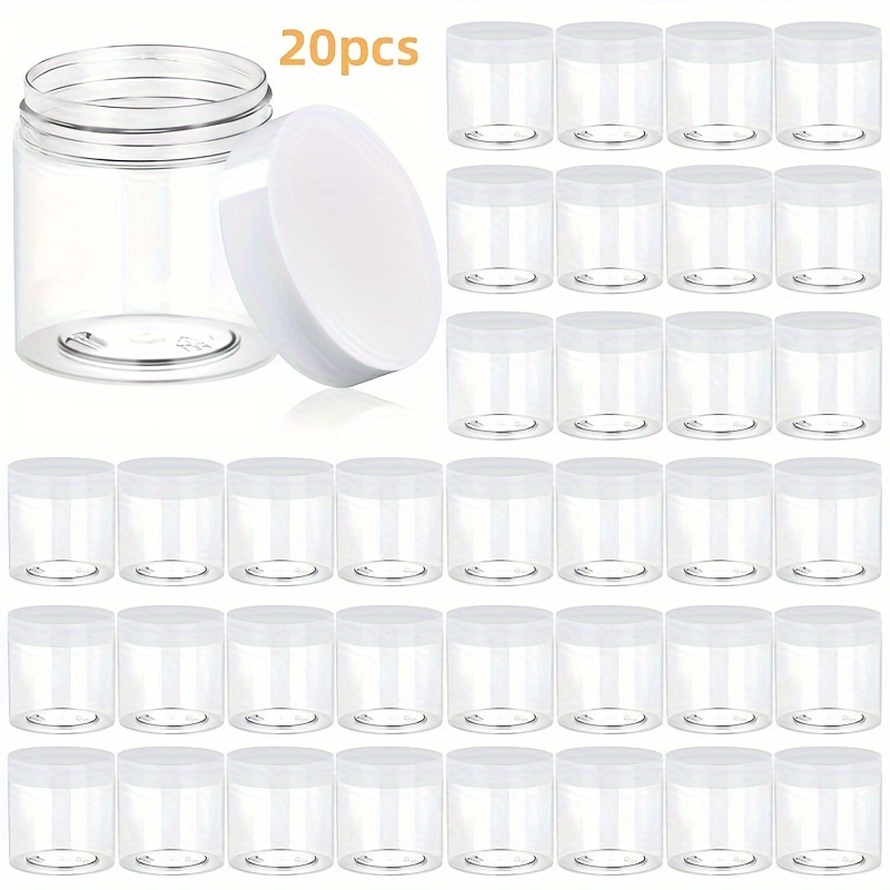 

20pcs 4oz Clear Plastic Jars With White Lids - Sulfate-free, Flip-top Containers For Cosmetics, Lotions & Creams - Perfect For Travel Organization