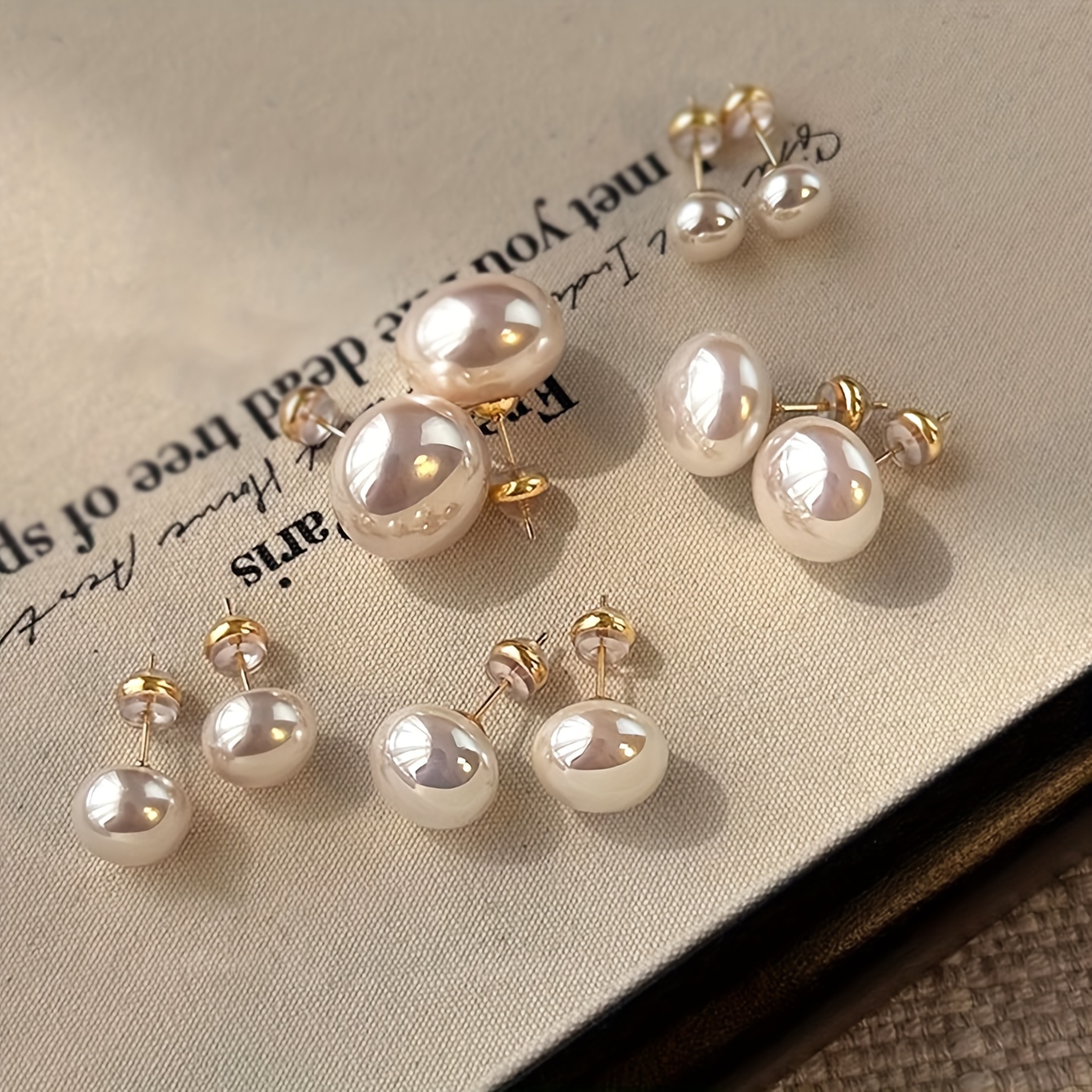 Milky White Mantou Bead Earrings Set, 5 Pairs