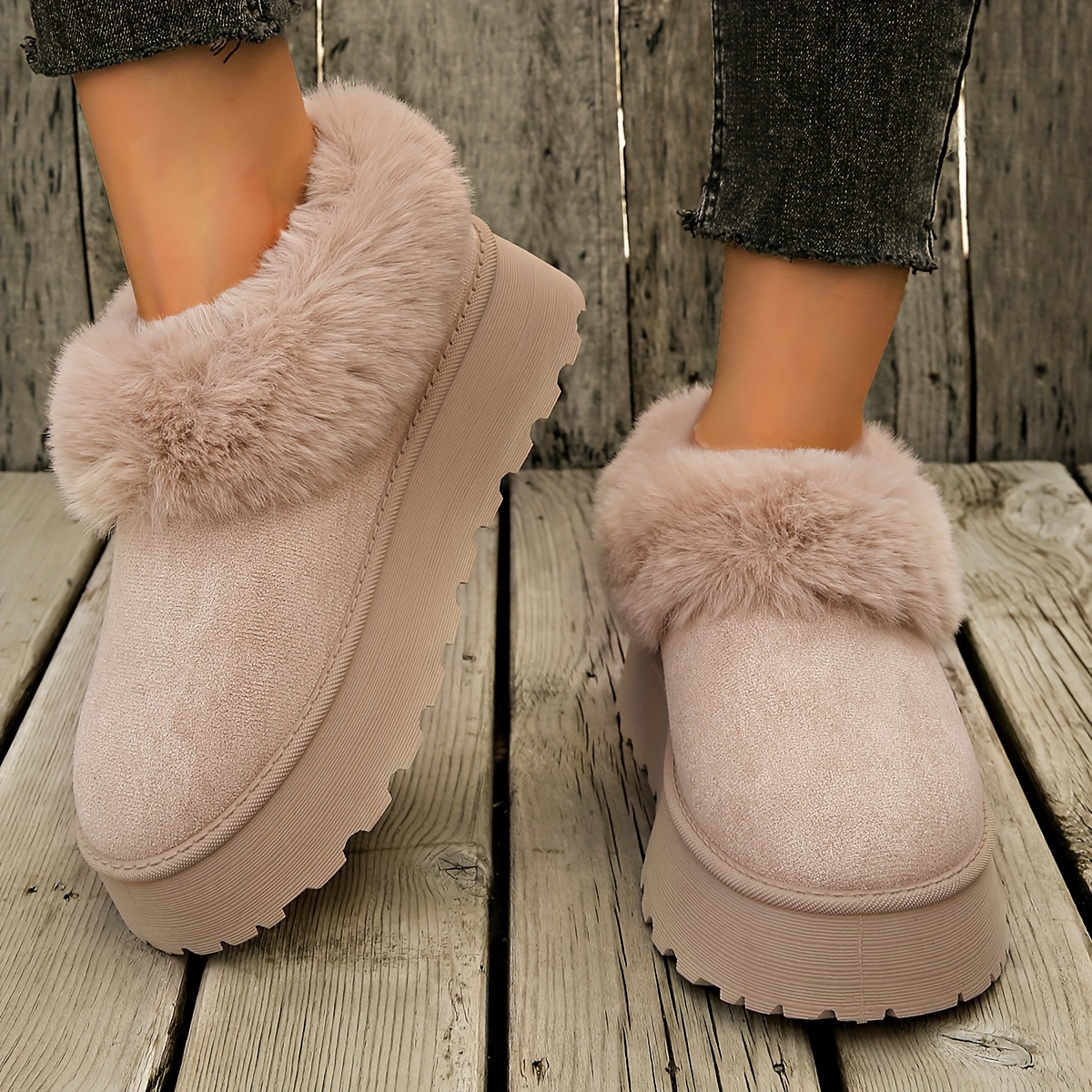 ZHTAISOU Botas De Plataforma, Zapatos De Invierno, Botas De Nieve Para Mujer, Botas De Tobillo Con Plataforma Para Mantener El Calor, Botas De Tobillo Con Tacones De Piel Gruesa, Botas Para