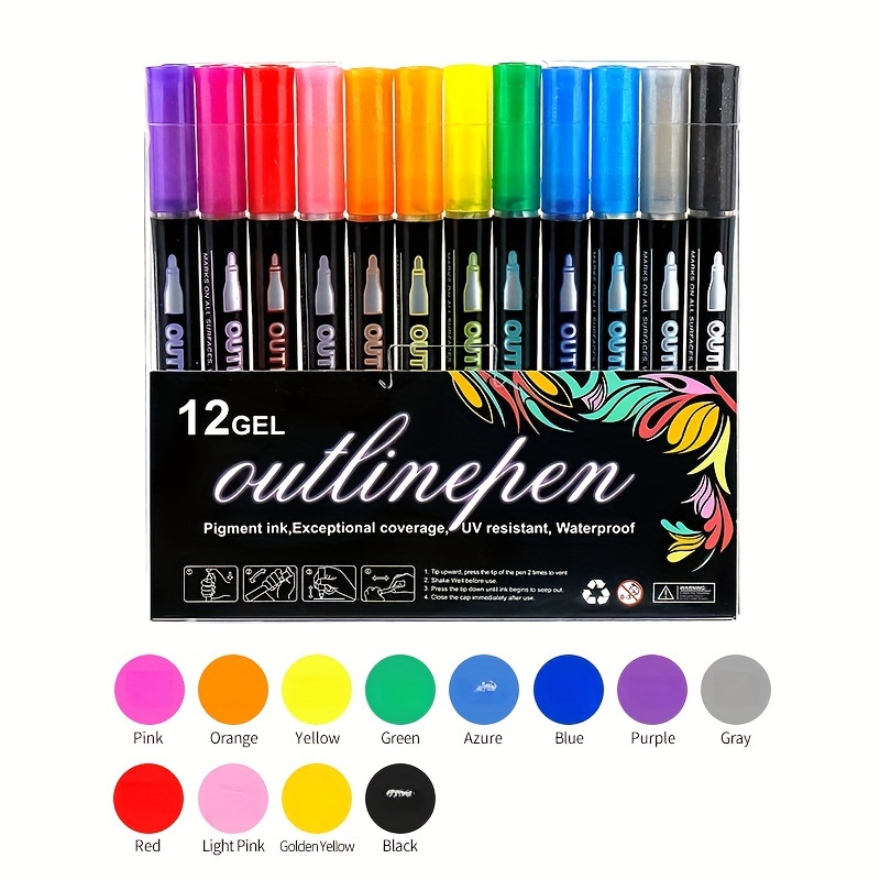 

12- Double- Pen 3d Pen Fluorescent Pen Pen Suitable For Writing Christmas Cards Greetings, Diy Art