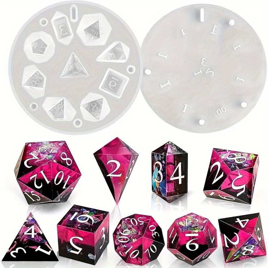 

9-piece Resin Dice Mold Set, Polyhedral Silicone Casting Molds For Dice Making, 3d Alphabet & Numbers, Diy Tabletop Board Game & Party Supplies Kit