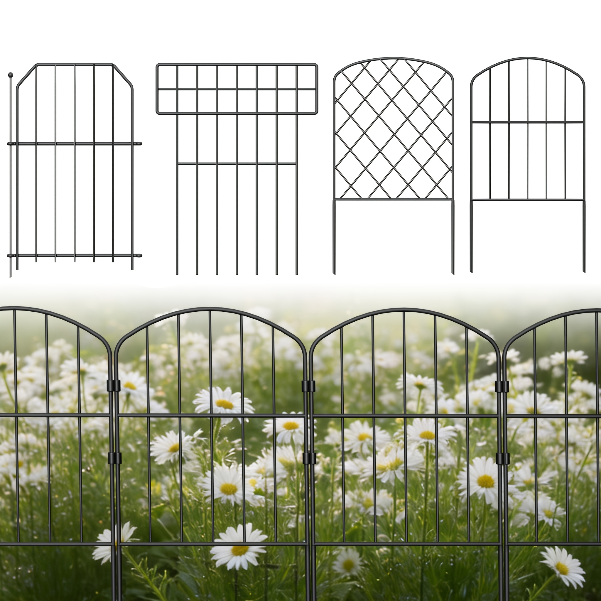 3d metal decorative garden fence metal fence panels mesh fence border fence   landscape fencing animal barrier for flower bed yard dogs pond 10pcs 25pcs