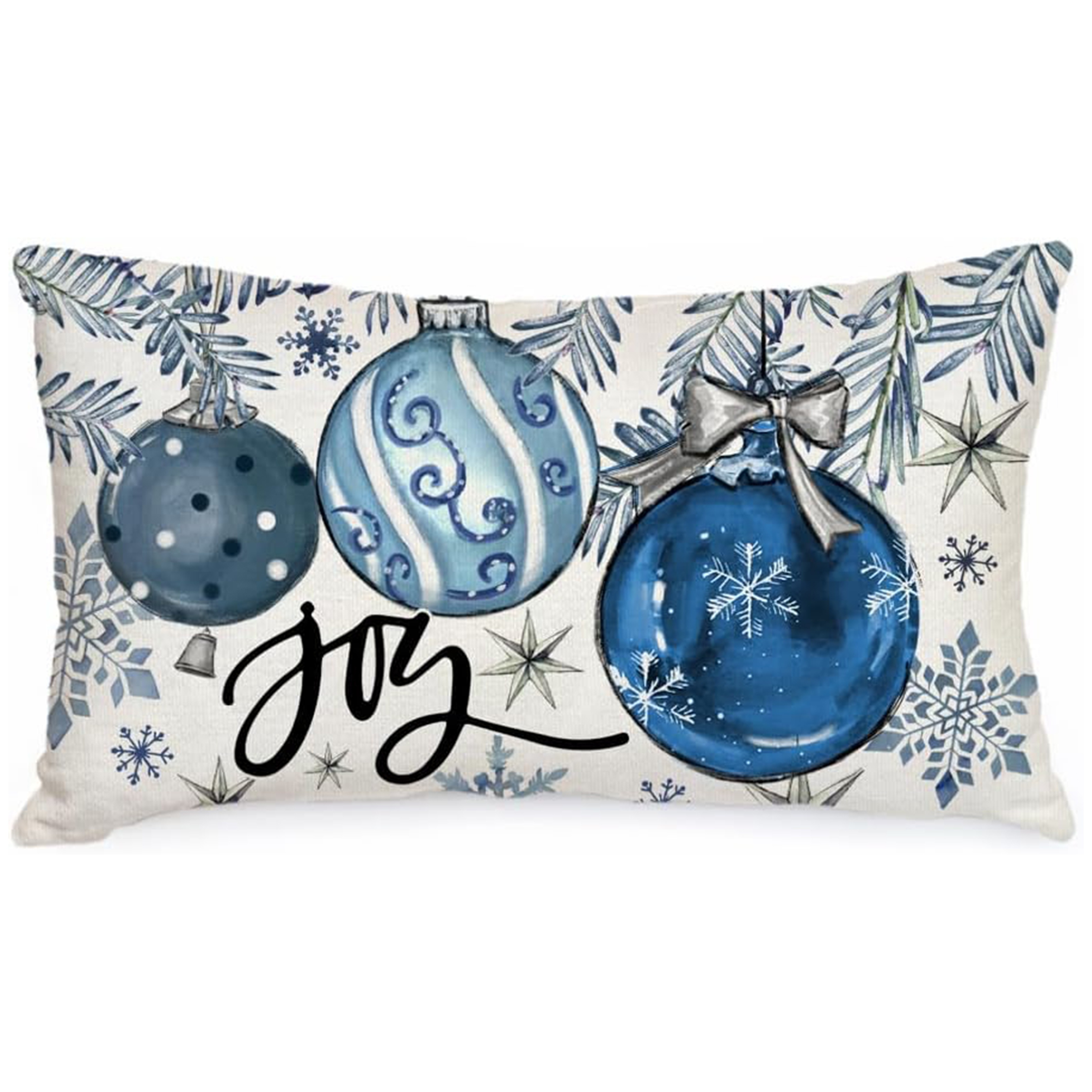 

Christmas Pillow Cover 12x20 Inch - Baubles, Tree & | Farmhouse Holiday Decor For Sofa & Couch | Machine Washable Polyester (pillow Not Included), Winter, Single Side, Pillow Case