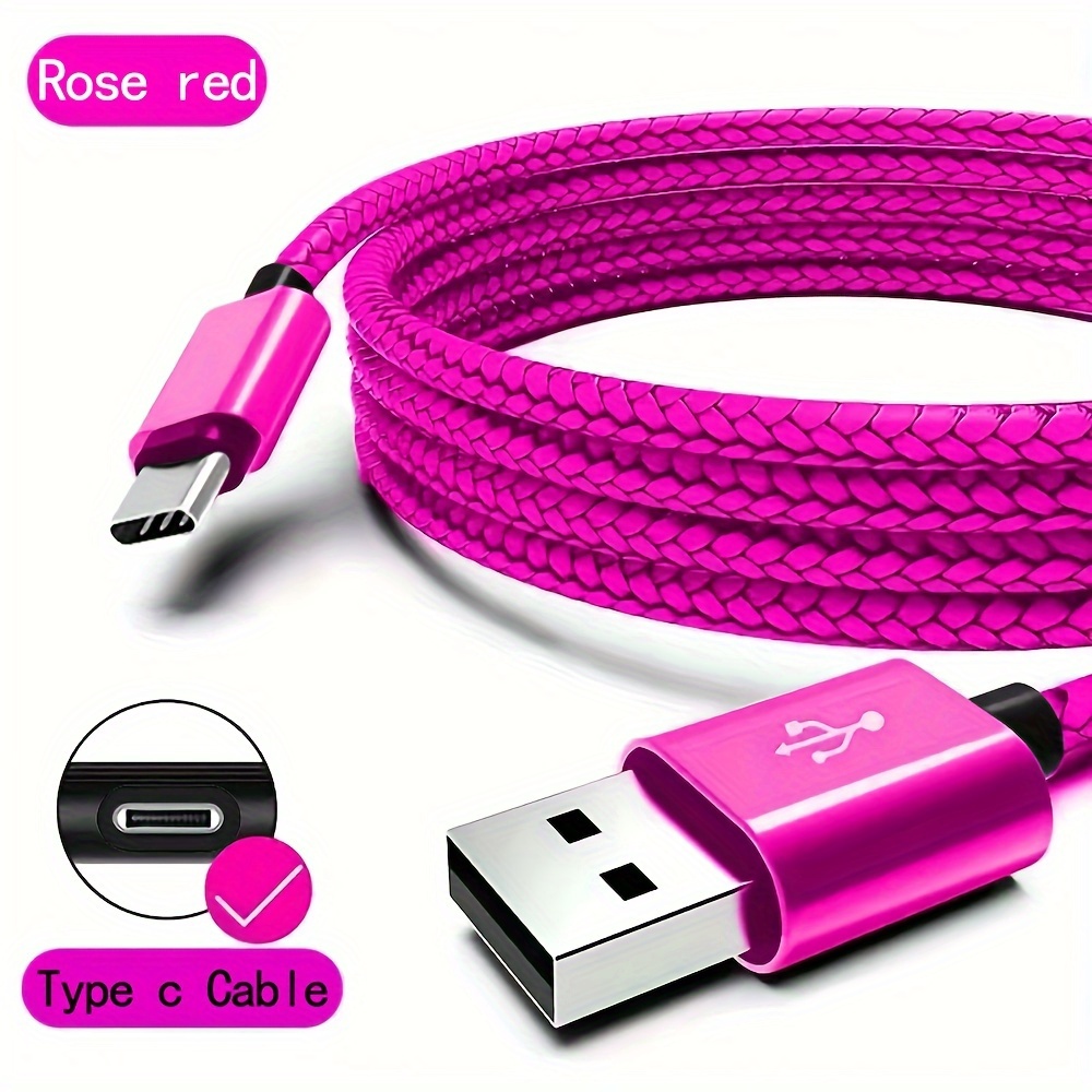 USB C Fast Charging Cable, Durable Nylon Braided, Flat Shape, Male to Male, No Battery, USB A to Type C Charger Cord for iPhone 15 Series/iPad Pro/Air5/MacBook/Samsung S22/S21/S20, 60W, ?36V Compatible