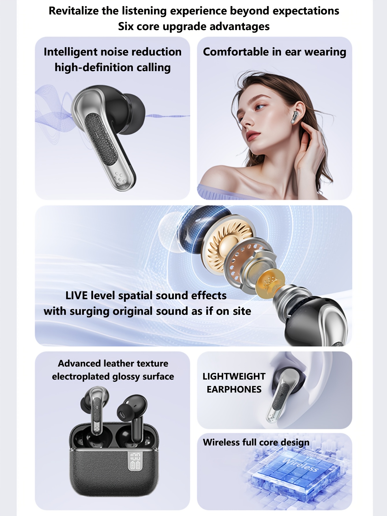 WoSD 2025 Nauji TWS Belaidžiai Ausinės – Nepalyginama Tikro Belaidžio Laisvė, Ergonomika Maksimaliam Komfortui ir HIFI Garsui su Dolby Bass, ACC Stereo HD Skambučiai – Ideali Android ir iPhone, Sporto ir Muzikos Mėgėjams!