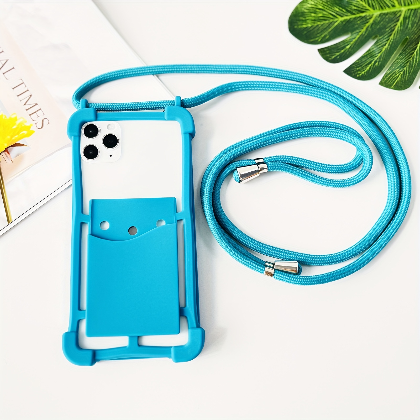 TEMU Porta Carte in Silicone per Custodia Universale, a Telefoni da 5.9-7 Pollici con Spessore Inferiore a 1.3 cm / 0.5 pollici, Tracolla a e per
