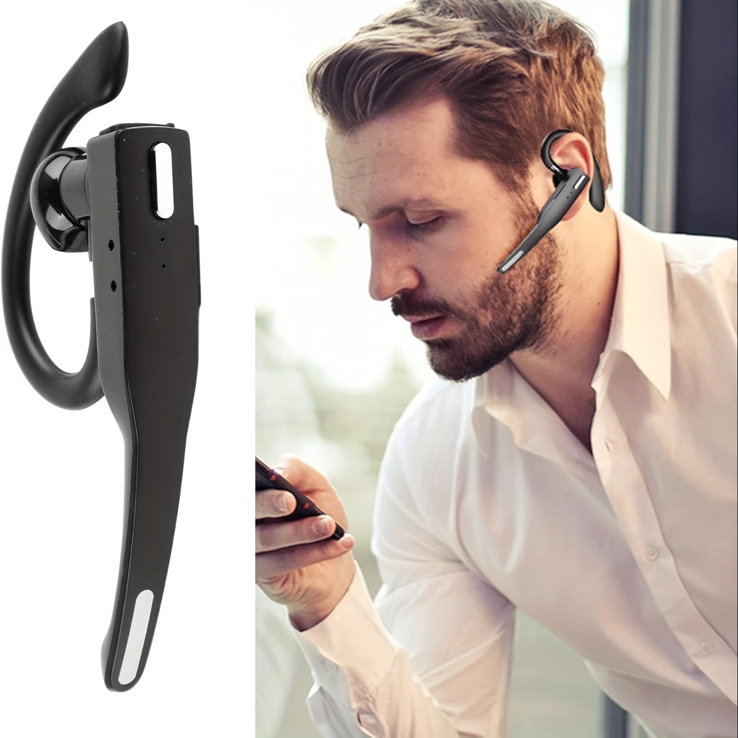 TEMU [wireless Earphones With Microphone] Bt Earphones, Wireless Earphones With Microphone, Bt Earphones Suitable For Offices, Truck Driver Earphones