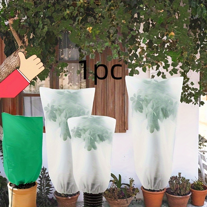 1pc Reusable Outdoor Plant Cover - Frost, Sun, Birds And Insects Protection - Winter Blanket With Drawstring Closure
