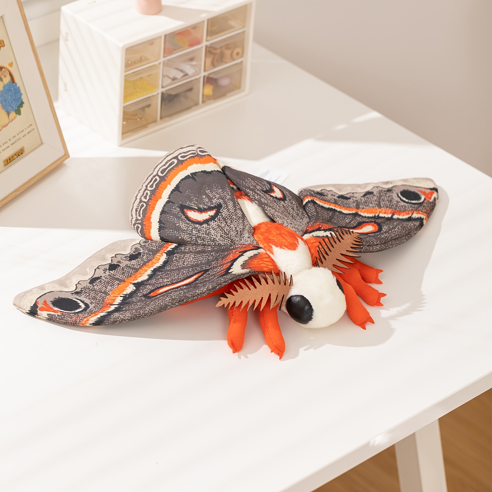 45cm Cecropia Moth Plush Toy, Soft Stuffed Insect Animal