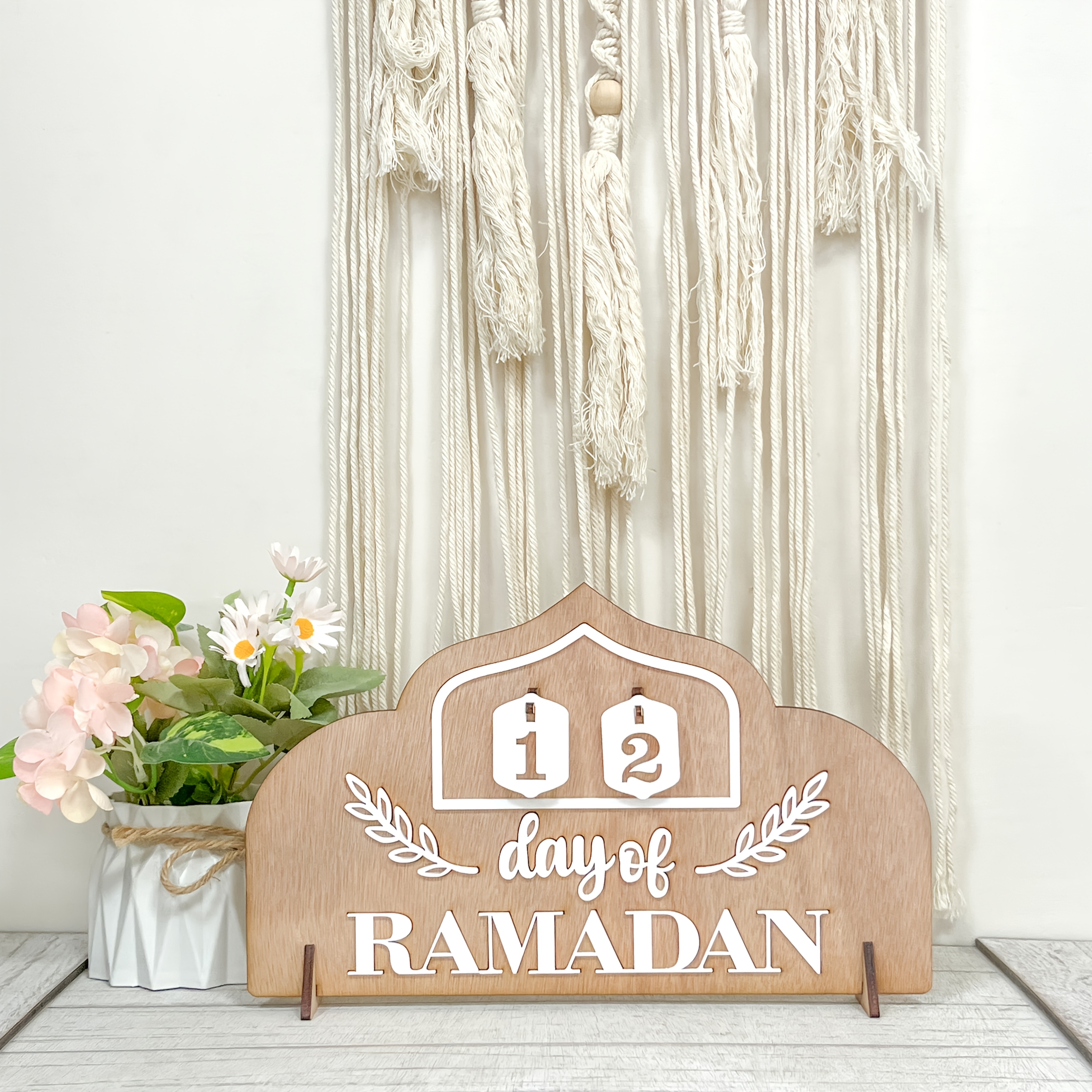 

Ramadan Countdown Calendar - Vintage Style Eid Al-fitr Advent Calendar, Themed For Ramadan Celebrations, Wooden Artwork With Acrylic Accents, No Electricity Needed