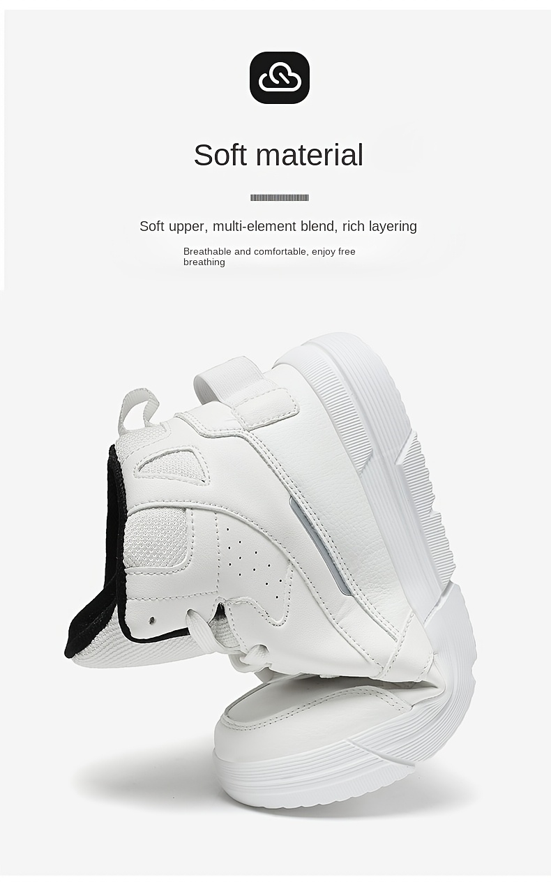 High-Top Casual Sneakers in Black & White - Breathable Fabric, Non-Slip EVA Sole, Lace-Up, Versatile for All Seasons, Sizes 5-14