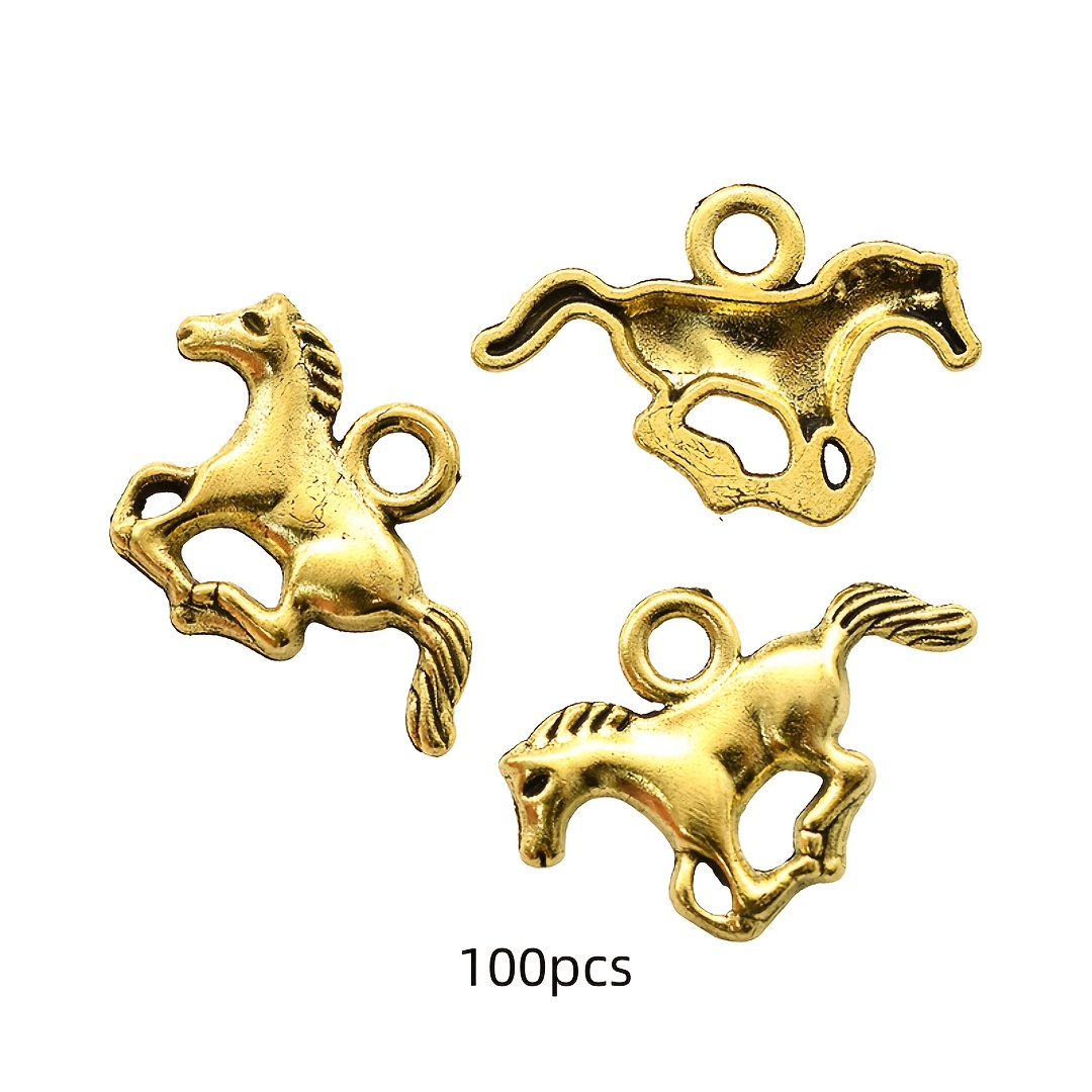 TEMU 50/100pcs Vintage Horse Alloy Pendant, Diy Necklace, Bracelet, Earrings, Anklet, Bag, Keychain, Jewelry Production