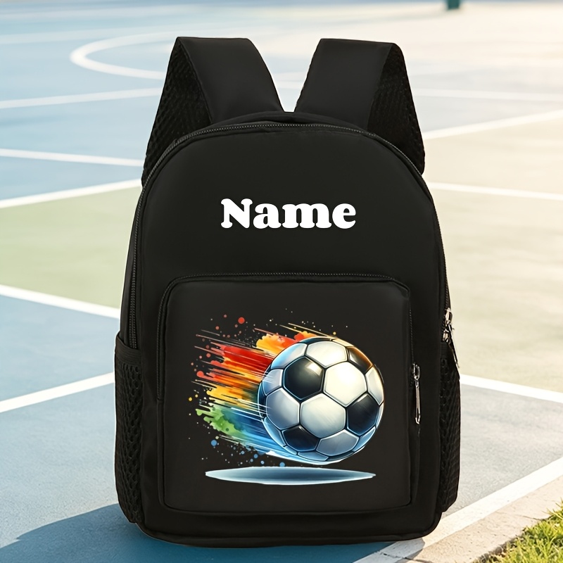TEMU Customizable New Back-to- Backpack, Cool Multicolor Tassel Football Print Design, Breathable Shoulder Strap Large Capacity Layered Storage,