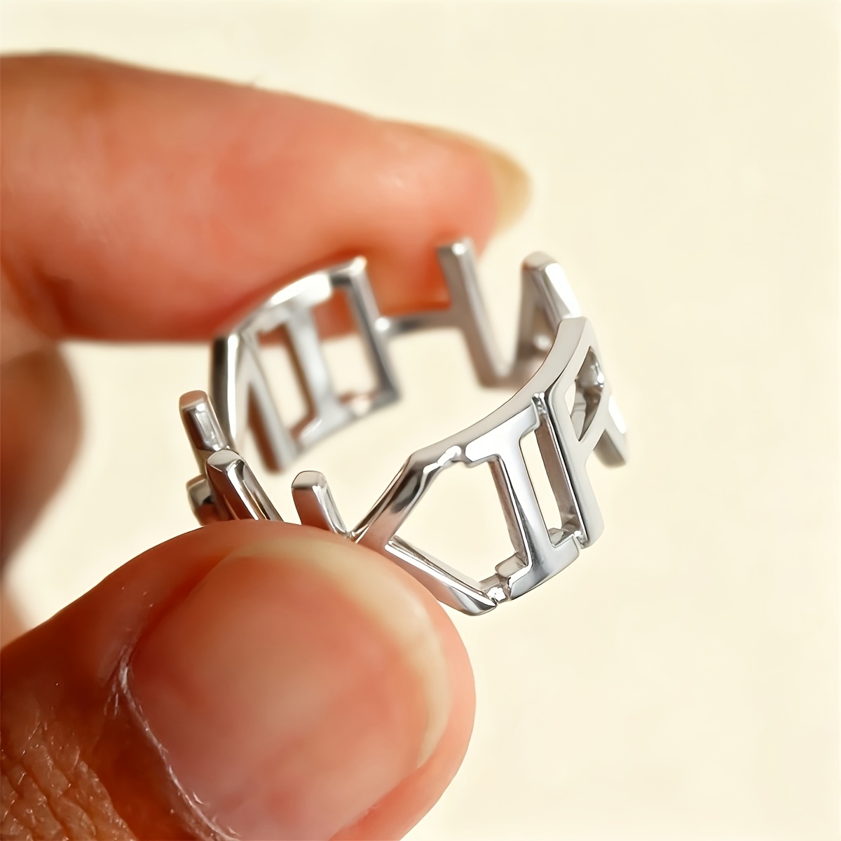 TEMU Custom Stainless Steel Rings With Full Alphabet Names, Exquisite And Elegant, Stylish And Personalized, Perfect Name Ring Gifts For Like Mothers