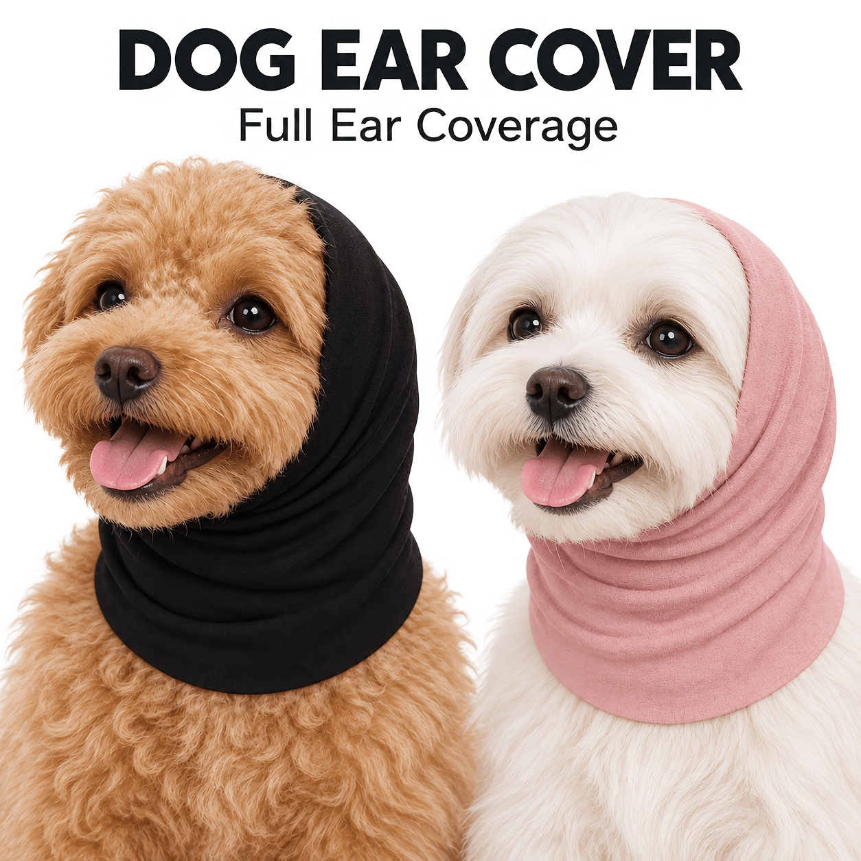 TEMU Ensemble de 2 protège-oreilles anti-anxiété pour chien : Protège-oreilles antibruit avec cache-cou et cache- pour le bruit du bain, de la