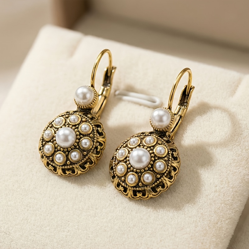 TEMU 2pcs Exquisite And Elegant Pearl Drop Earrings For Women, Luxurious Temperament, Suitable For Women' Wear, Parties, Gatherings And Other