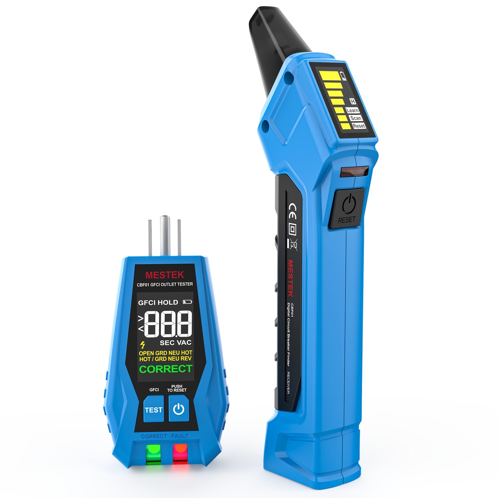 CBF01 Buscador de Disyuntores 2 EN 1, Probador Eléctrico AC 120V Detecta Fallas en Cables Comunes, Probador de Enchufes GFCI con Enchufe Estadounidense, Indicador de Bloqueo de Medidor de Enchufes con Pantalla LED, Herramienta de Rastreo de Circuitos Eléctricos, Reconocedor Rápido de Fusibles de Disyuntores, Sin Batería - Imagen 7