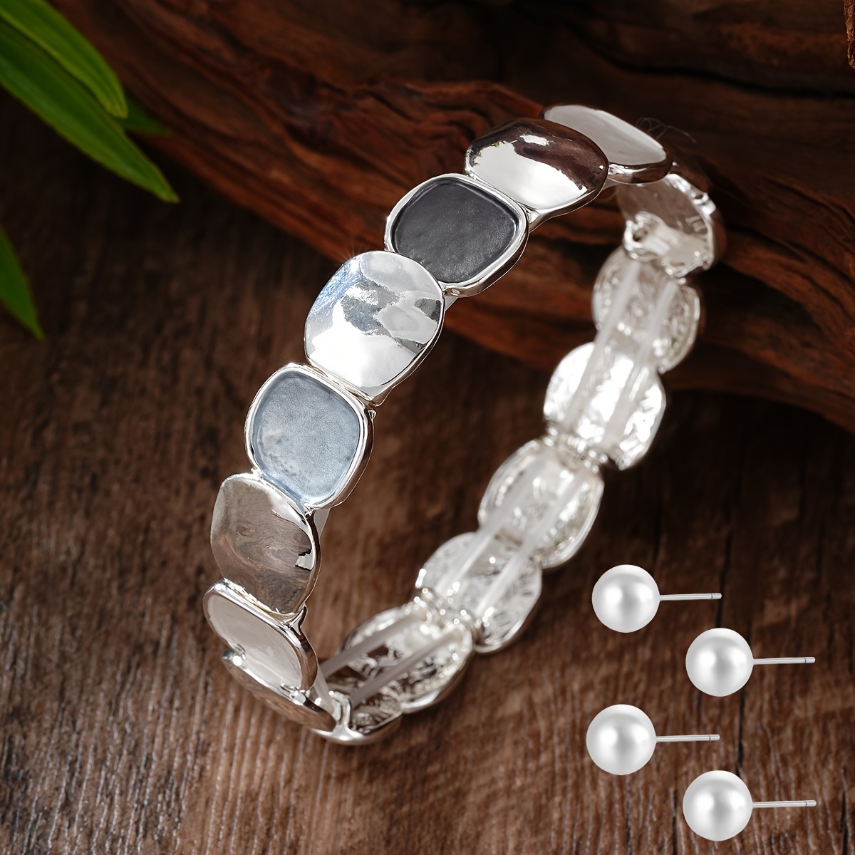 Vintage Geometric Square Bangle Bracelet for Women