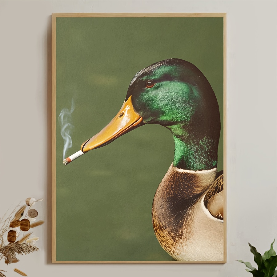 E-shop Ungerahmter Retro Rauchender Enten Leinwanddruck - Lustige Tierposter für Wanddekoration im Wohnzimmer, Schlafzimmer oder Studentenzimmer,