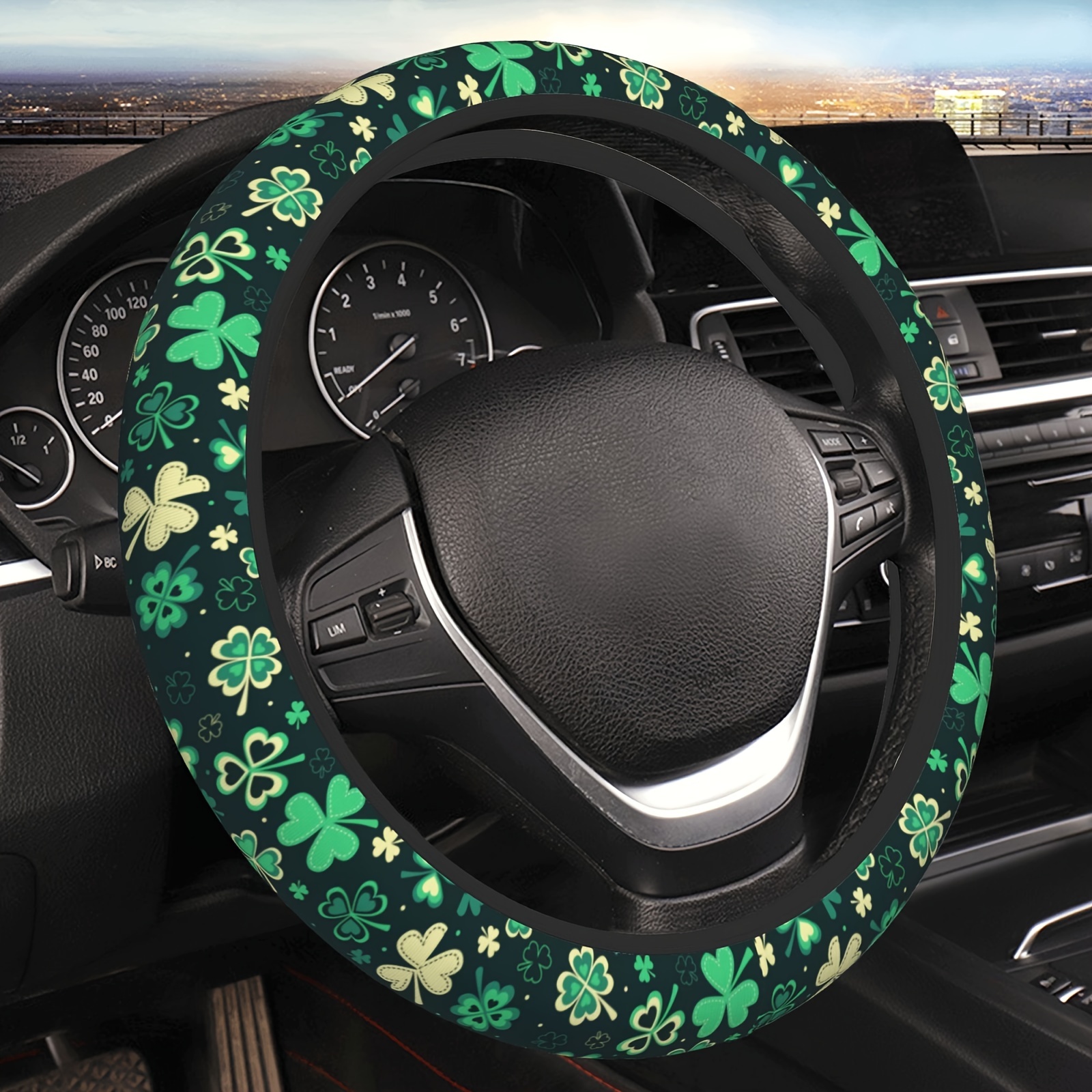 

1pc Pattern Neoprene Steering Wheel Cover, 15-inch Fit For Sedans & Suvs, Non-slip Grip Car Accessory For