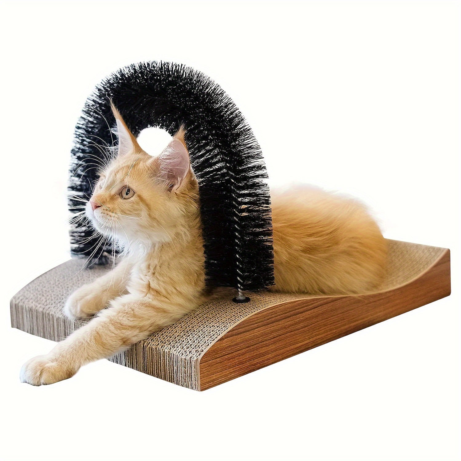 

Fukumaru Cat Self Groomer, 2.0 Version Cat Arch Face Scratcher With Scratcher Pad, Cats Back Grooming Massager Toy Brush For Indoor Kitten And Small Dog