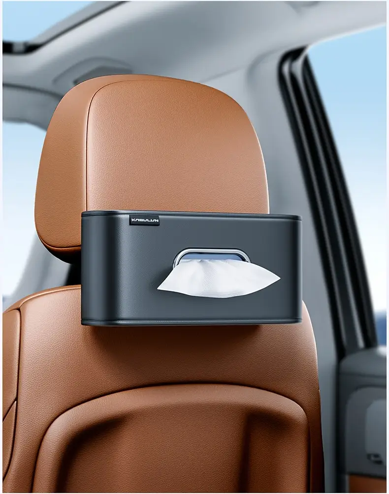 1pc leather car seat back tissue holder smooth extraction universal vehicles with armrest and headrest high quality interior accessory tissue holder for car Product details 9