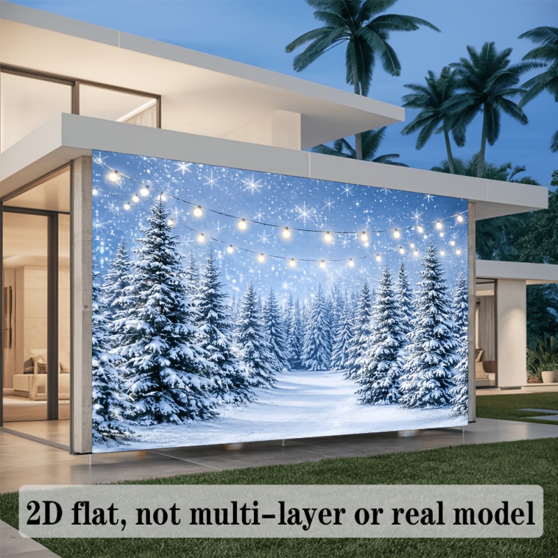 Winter Snowy Forest-Themed Backdrop Featuring Falling Snowflakes