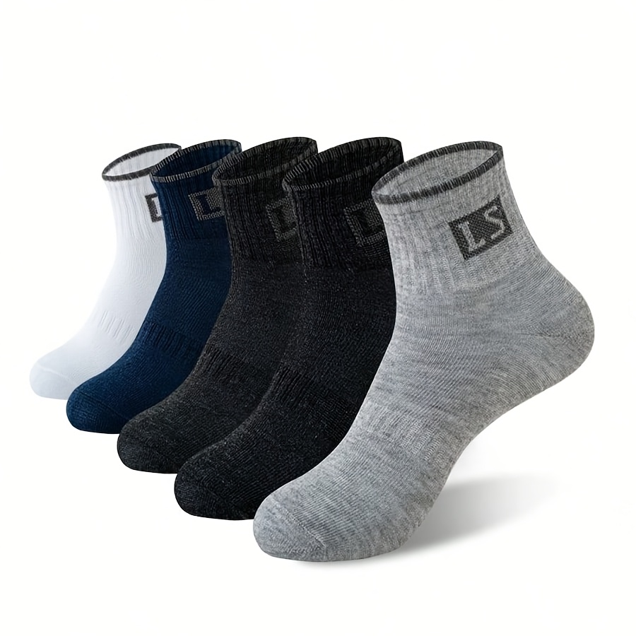 5 Pairs Of Men's Autumn And Winter Anti-odor, Sweat-absorbing, Breathable Mid-calf Basketball Socks For Students, Sweat-resistant