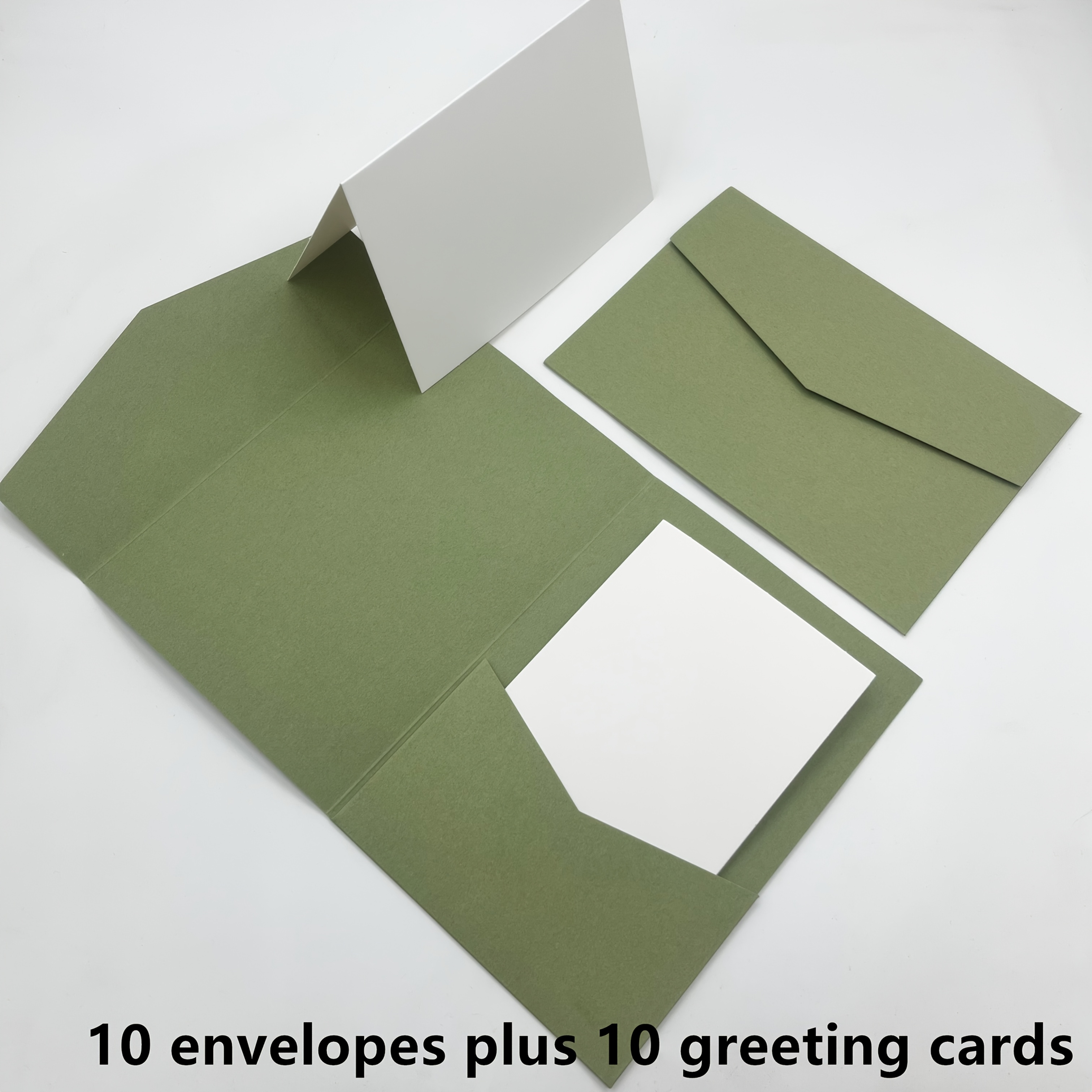 Image of 10pcs/10pcs (envelope & Blanks) Pocket Invitation Suitable For Weddings, Birthdays, Baptisms - Heavyweight Diy Elegant Fold-over Cards, High-quality Paper Invitations For Parties, Events, Milestones