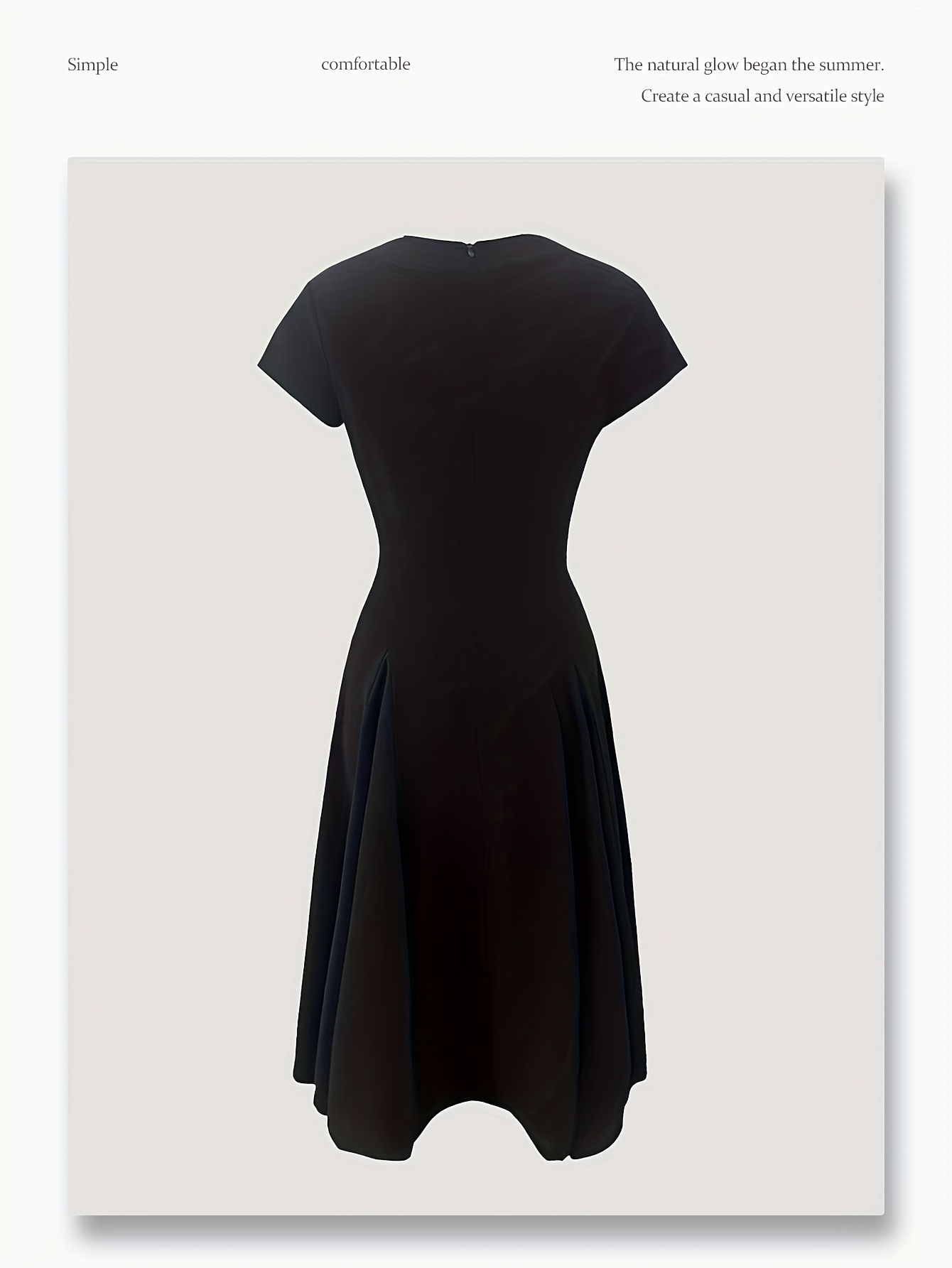 Women's Elegant Short-Sleeve A-Line Dress with Short Sleeves & Small Round Neck - Solid Color Short Dress Suitable for Spring/Summer, Commute, Office & Semi-Formal Wear - Machine Washable Slim Fit Dress