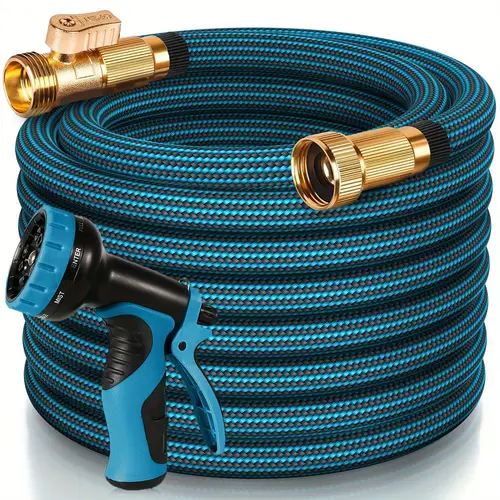 100ft garden hose with 10 function high pressure spray nozzle lightweight non expandable water hose for yard lawn car wash outdoor use 25 50 75 100ft