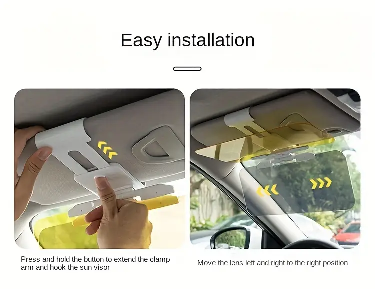 hd sun visor: anti glare car sunshade day night driving pu details 11