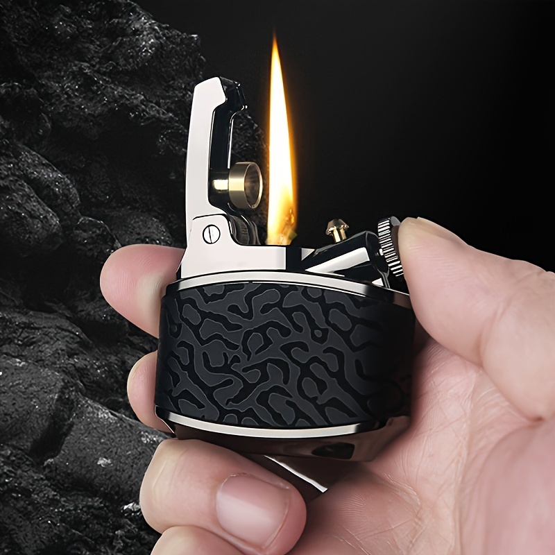 

Retro Style Kerosene Lighter Metal Pu Leather Grinding Wheel Open Flame Igniter, Retro Style Mini Compact Portable Creative Ignition Gift For Men And Women (kerosene Not Included)