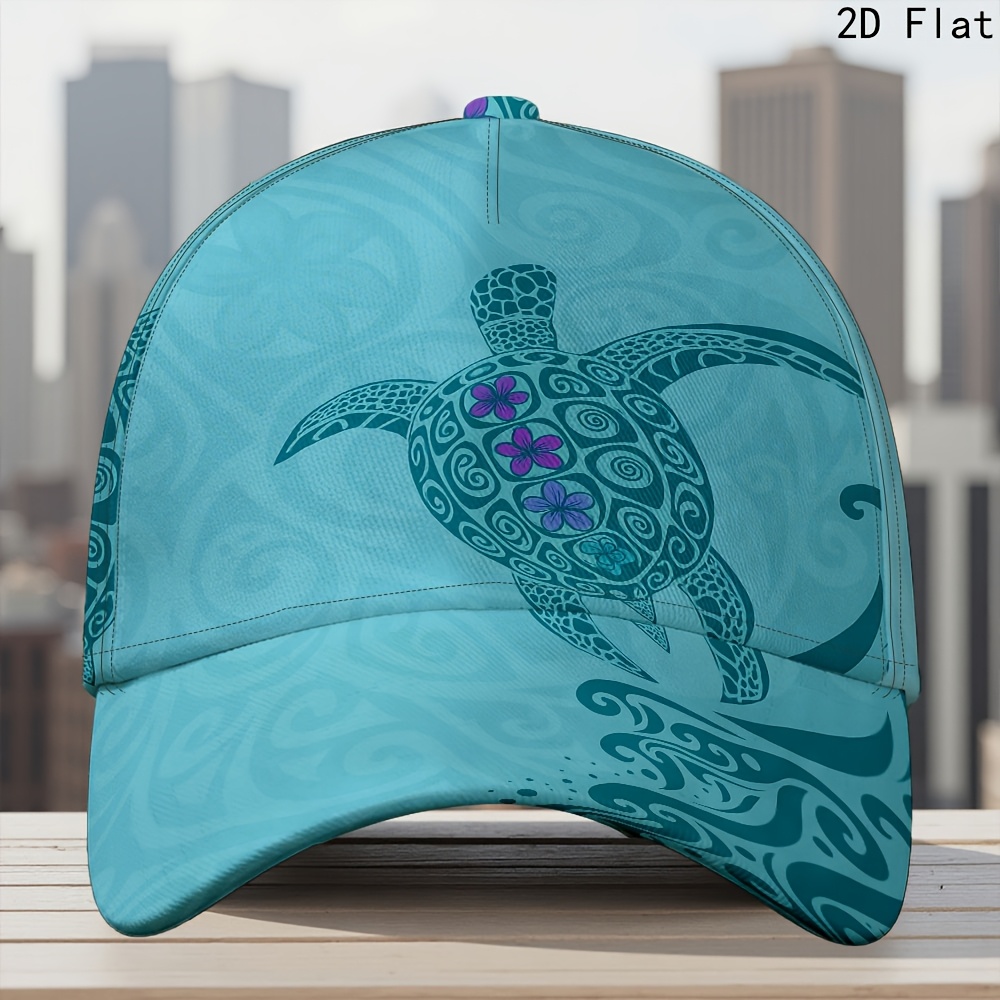 TEMU 1 casquette de baseball avec impression d'art tribal de tortue océanique, chapeau tendance funky, parfait pour une utilisation quotidienne avec