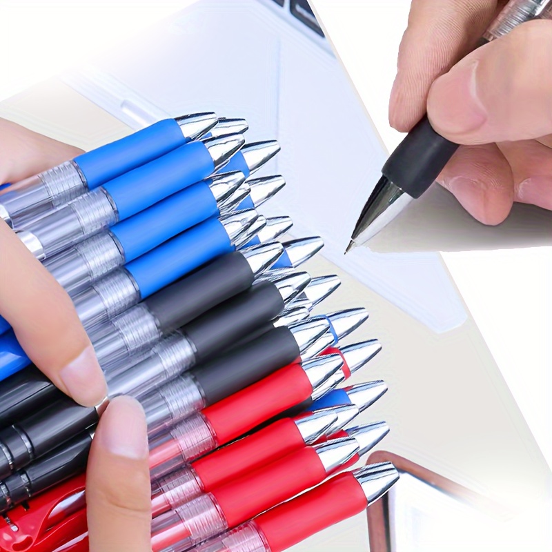 

12pcs Transparent Press Roller Ball Pen Set, 0.5mm Medium Tip - Suitable For Office And School 3 Pens + 9 Refills