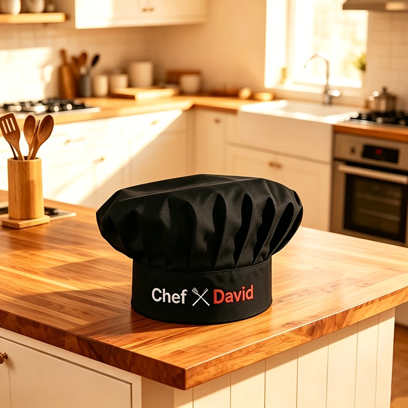 TEMU Customizable Names Or Words, Customizable Chef Hats, Personalized Kitchen Cooking Hats With Printed Designs, Personalized Mushroom Hats, For