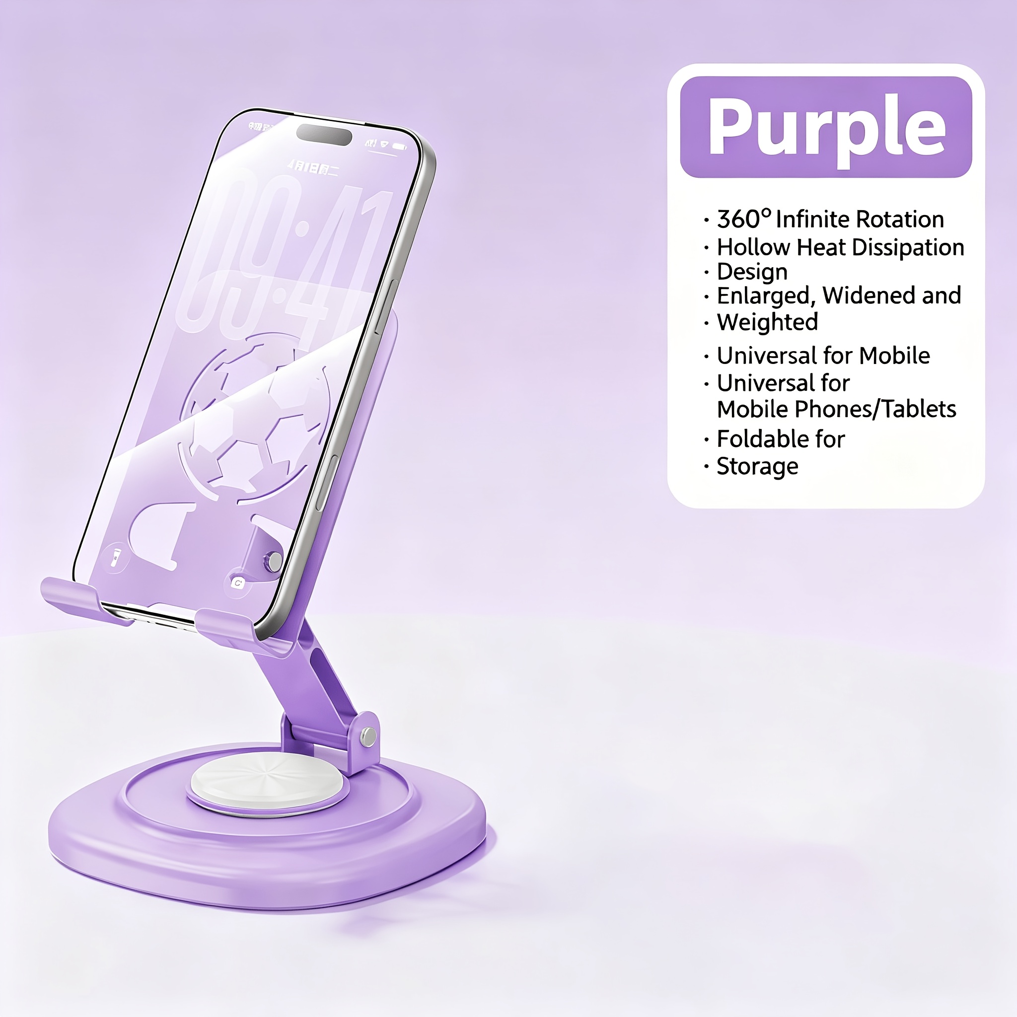 TEMU 1pc Phone Stand, In Pastel Color, With A Football-shaped Hollow Panel, Compact And Foldable For Easy Portability. In 4 Colors. Beautiful And