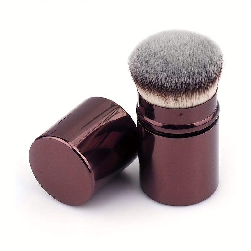 TEMU 1pc Foundation Makeup Brush, Fluffy Soft Bristles Powder Brush, Portable Blush Brush, Brush, Large Head Brush, Setting Powder Brush, Retractable Foundation Brush