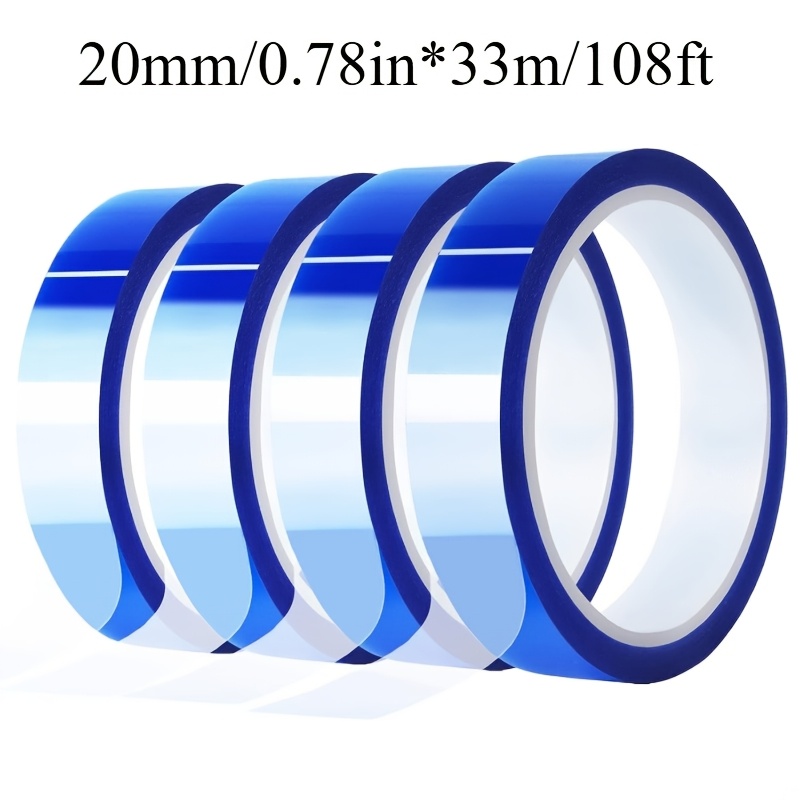 E-shop 4 Rollen blaues, hitzebeständiges Heißklebeband, erhältlich in den Größen 8MM*33M, 10MM*33M und 20MM*33M, geeignet für Thermotransferdruck auf