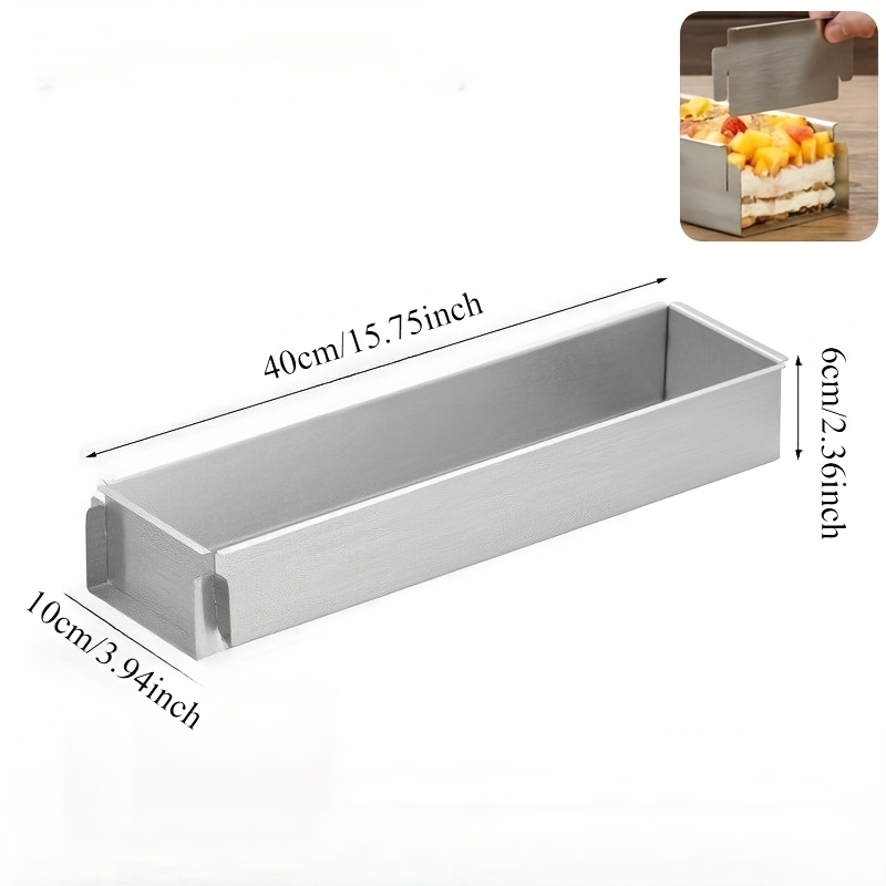 1pc Stainless Steel Rectangular Cake Tray - Tiramisu Mold Long Tray, Side Detachable - Baking Mold, Perfect For Holidays And Gifts - Durable Kitchen Tool For Making Desserts Faridabio