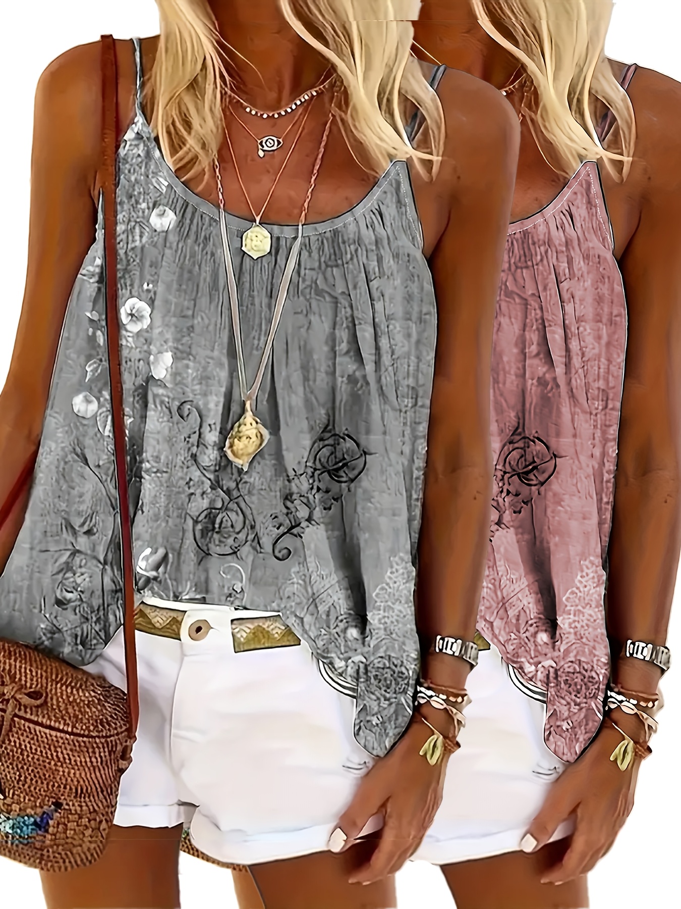 2pcs strappy ruched fashionable and comfortable tank tops