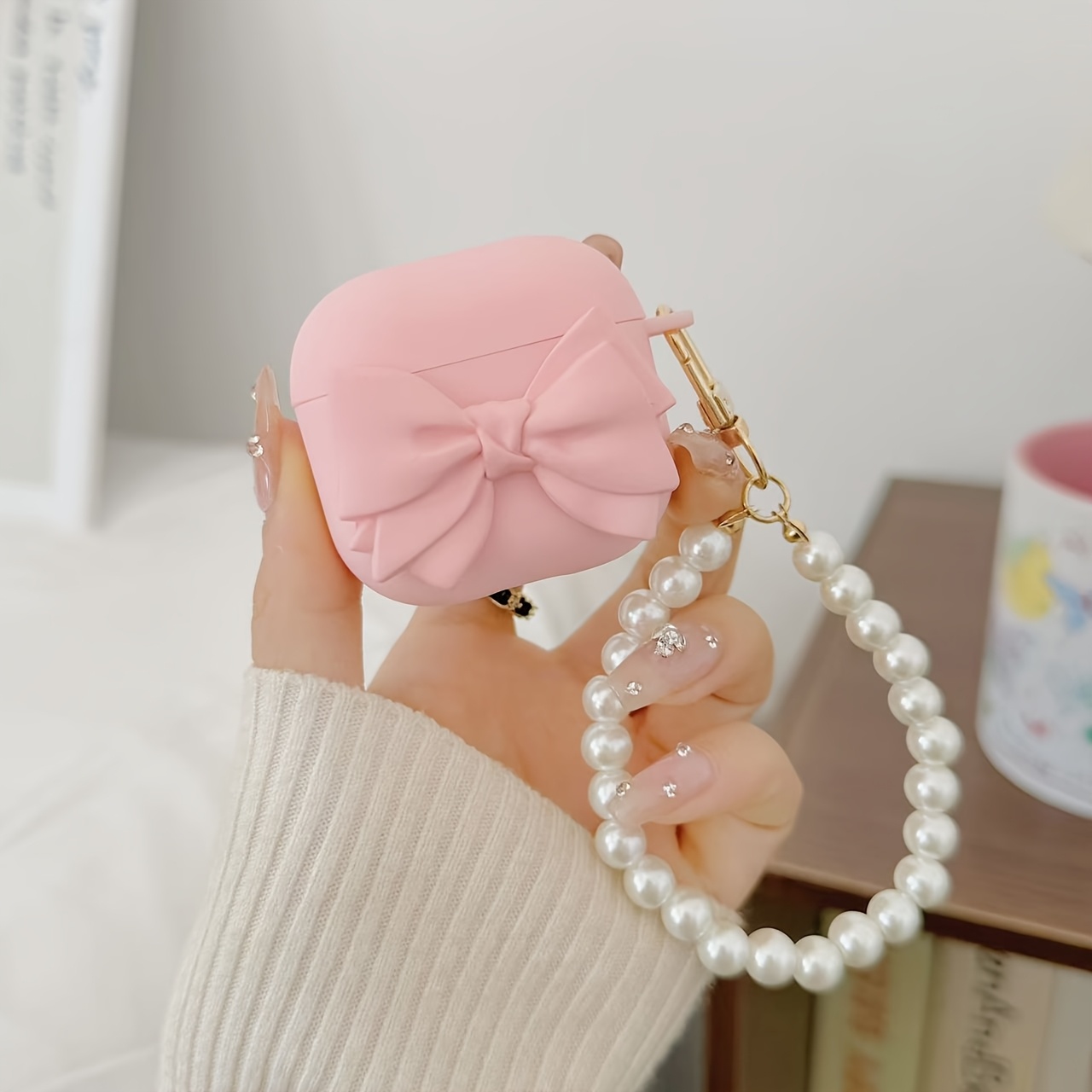 Image of 3d Pink Bowfrosted Soft Case For For Airpods Pro 2nd/4th/3rd Generation, Wireless Earphone Cover, Holiday Gift